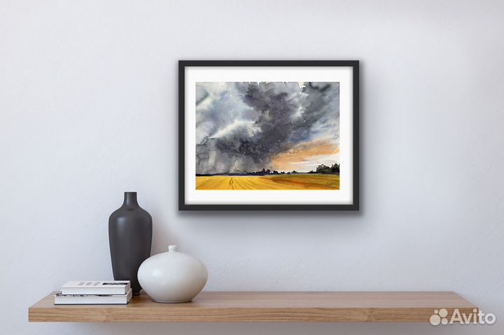 Пейзаж картина акварелью