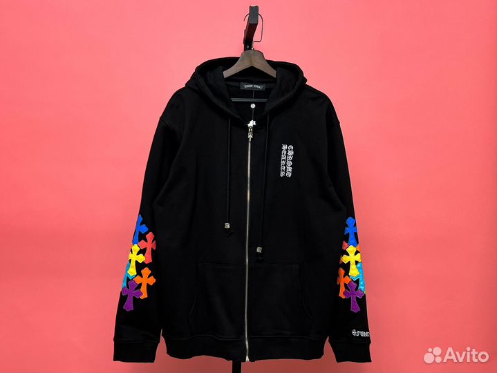 Худи Chrome Hearts Multi Color Vertical Logo Black