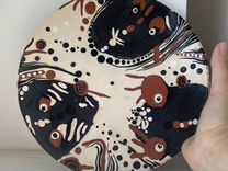 Тарелка ручной работы из трех цветов глиты