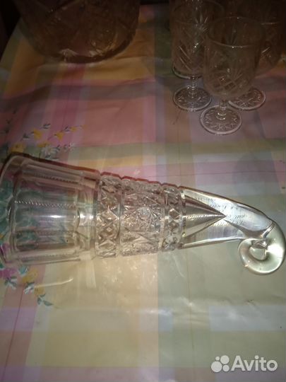 Рюмки,бокалы,рог и салатник хрусталь