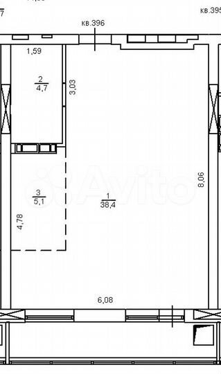 2-к. квартира, 64,6 м², 17/21 эт.