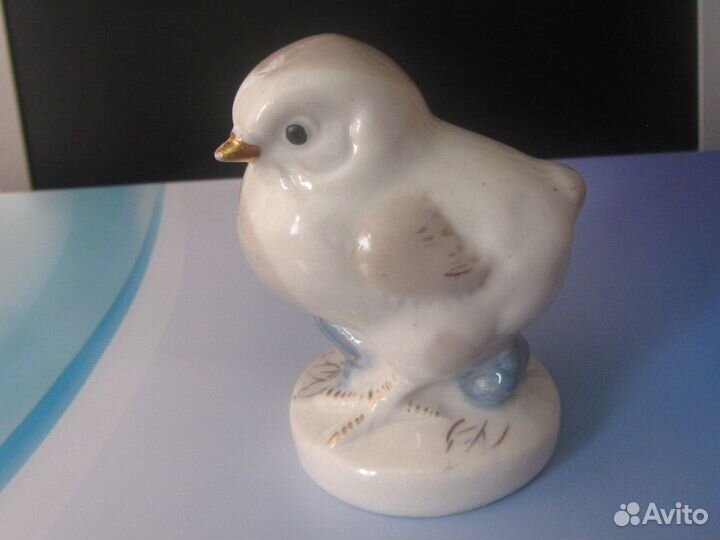 Старая Гжель Статуэтка Цыплёнок, 50-60-е гг. СССР