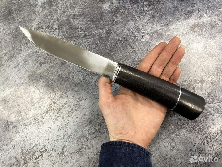 Якутский нож Большой, кованая 95х18, черный граб