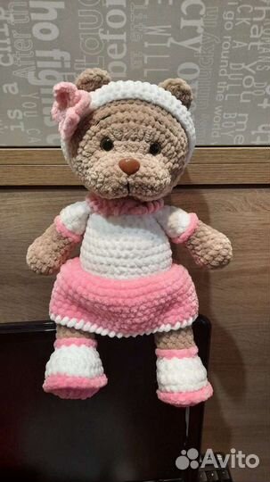 Мишки связанные из плюшевой пряжи