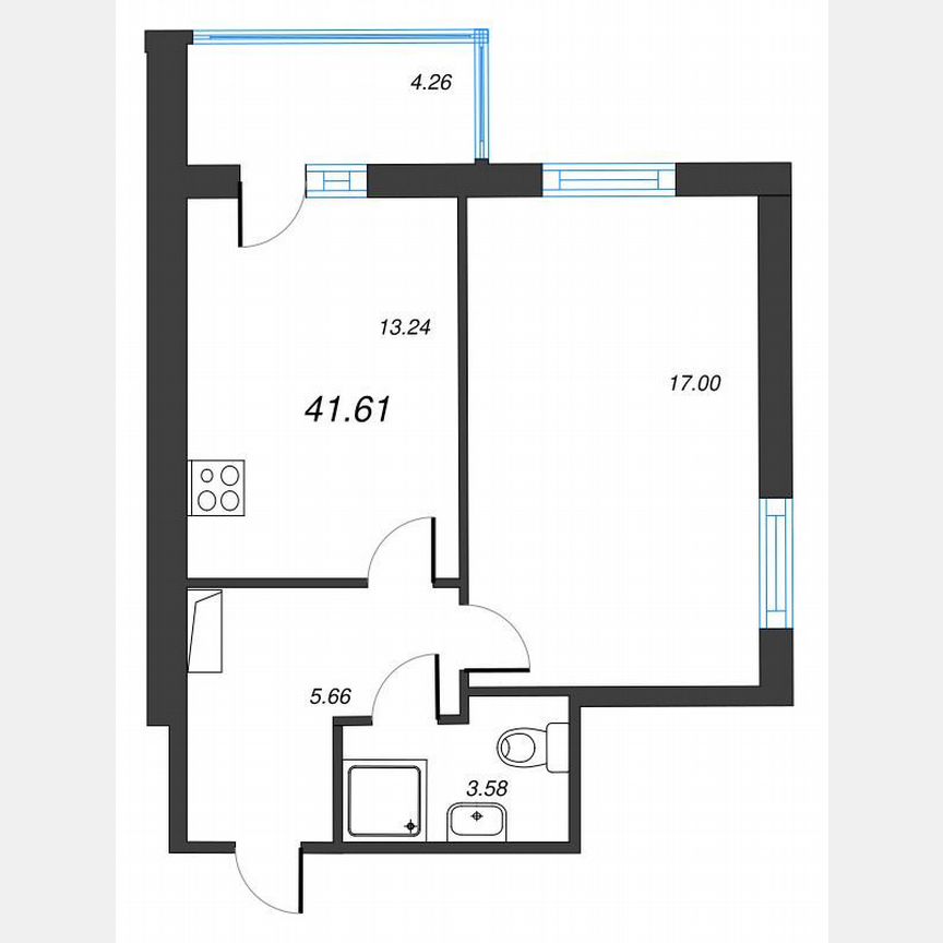 1-к. квартира, 43,7 м², 14/22 эт.