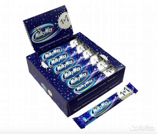 Шоколадный батончик Milky way 1+1 52г Mars