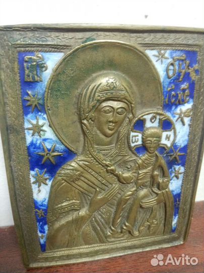 Икона Б. М. Смоленская эмаль состояние