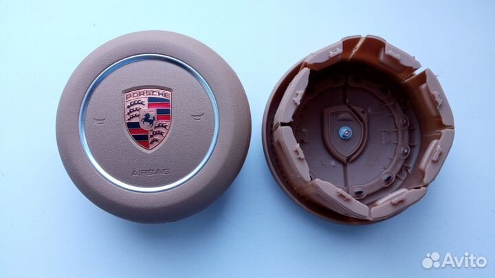 Крышка airbag в руль Порш коричневая