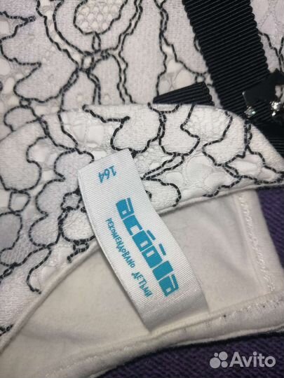 Школьная блузка на девочку 164 р, белая с чёрным