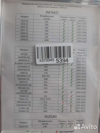 Ремкомплект ограничителей дверей