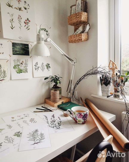 Настольная лампа терциал IKEA белый, чёрный, бежев