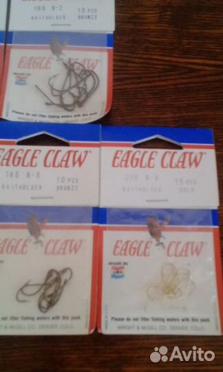 Рыболовные крючки Eagle Claw и Mustad
