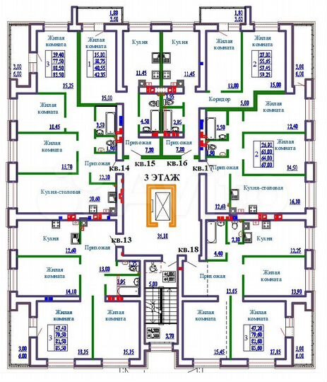 3-к. квартира, 83,5 м², 3/9 эт.