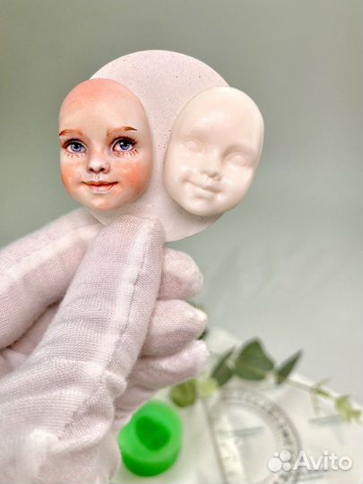 Силиконовый молд заготовка лица для ватной игрушки