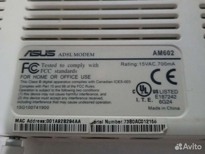 Adsl роутер Asus AM602