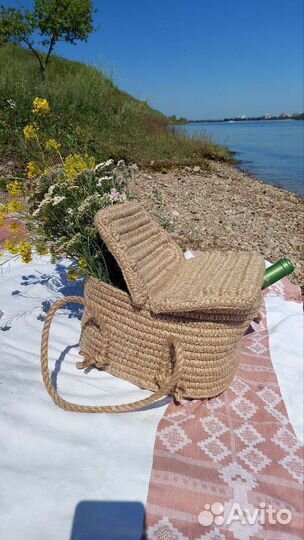 Корзинка для пикника из джута