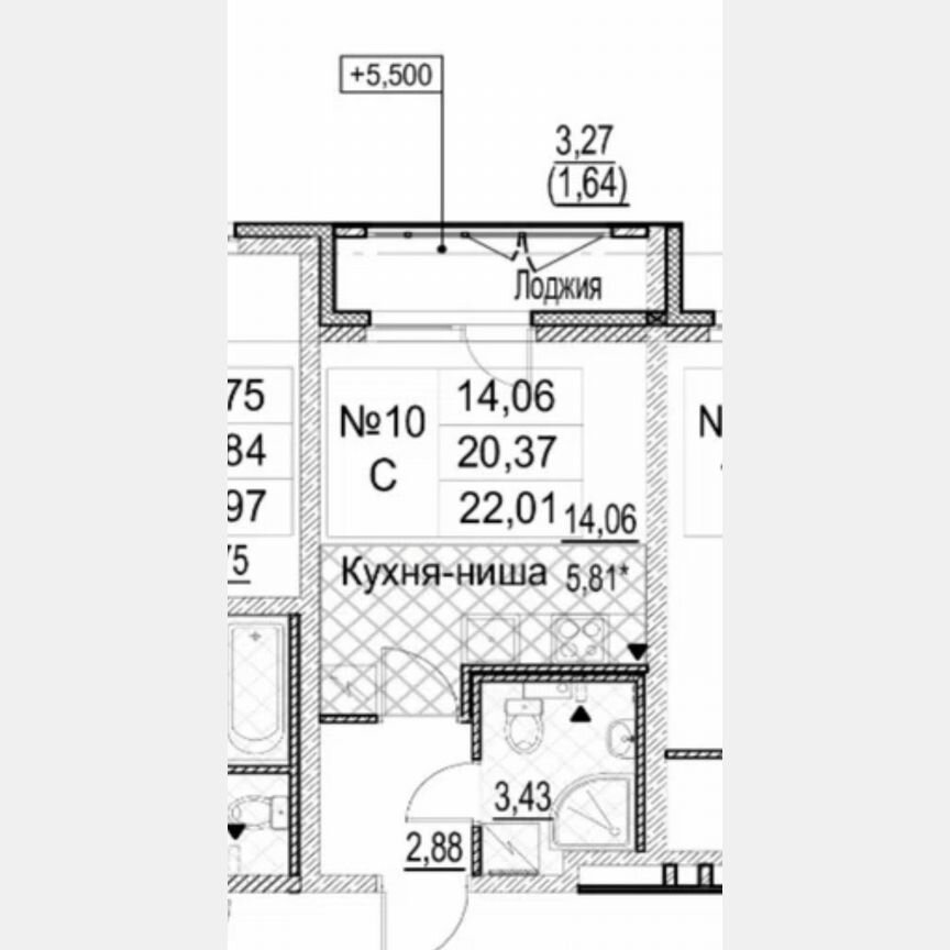 Квартира-студия, 22,1 м², 2/15 эт.