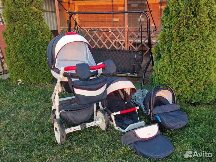 Детская коляска 3 в 1 Adamex Monte Carbon