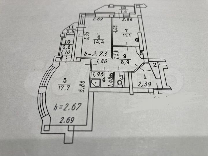 2-к. квартира, 62,3 м², 4/10 эт.