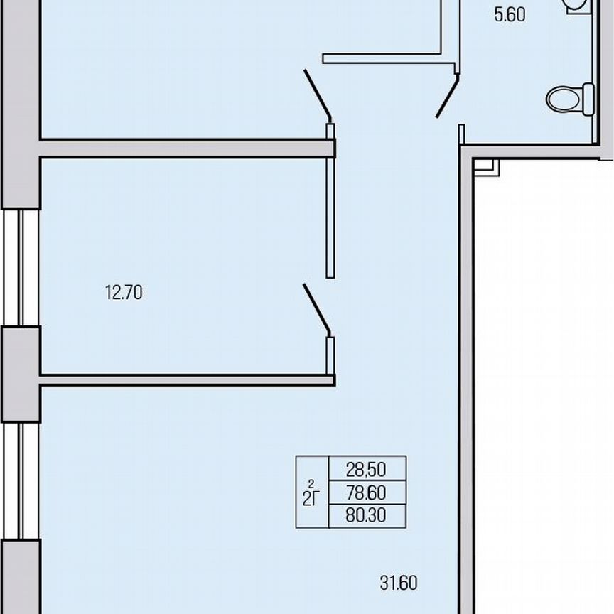 2-к. квартира, 80,3 м², 2/19 эт.