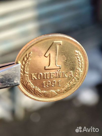 Монета Москвича 1 копейка 1991 год, с буквой 