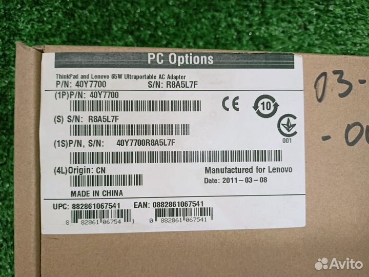 Блок питания Lenovo 20V 3.25A 65W