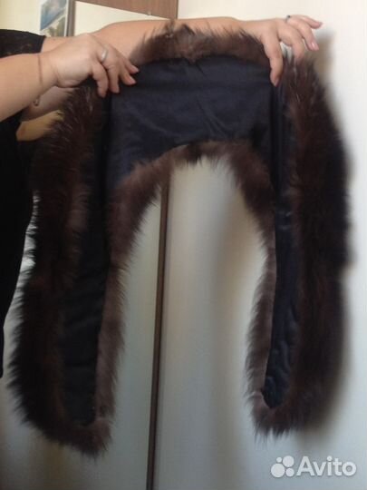Горжетка новая, черно-бурая канадская лиса, 160x22