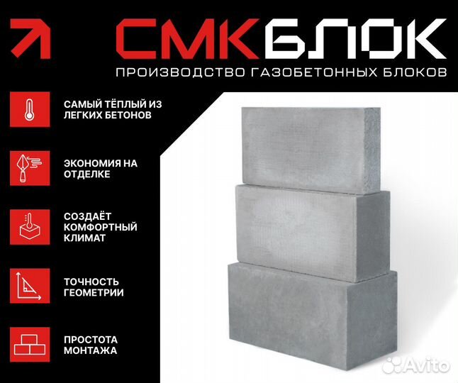 Блок перегородочный, газоблок, пеноблок