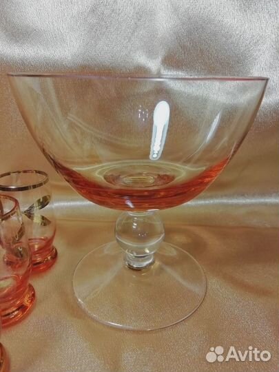 Набор коньячный, ликерный СССР цветное стекло