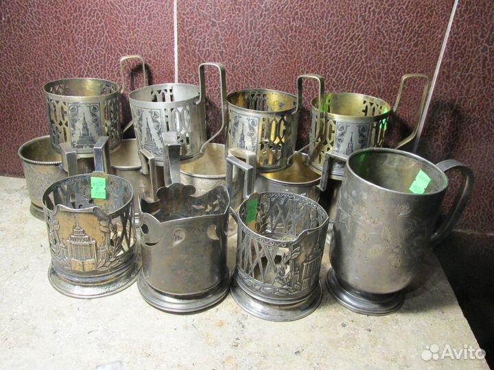 Подстаканники скань Кубачи серебро 875 84 эмаль