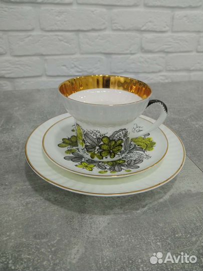 Кофейная чашка лфз с 2 блюдцами костяной фарфор