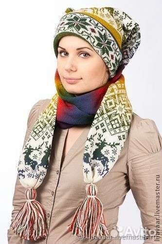 Шапка-шарф 100 шерсть
