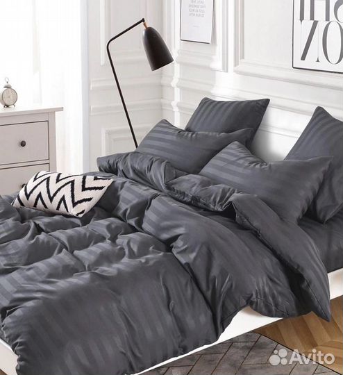 Страйн сатин с простыней на резинке