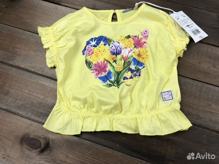 Яркая летняя футболка для девочки 68 74 Италия