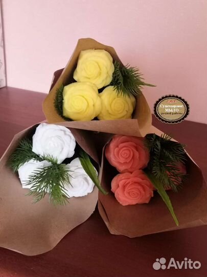 Букет роз из мыла
