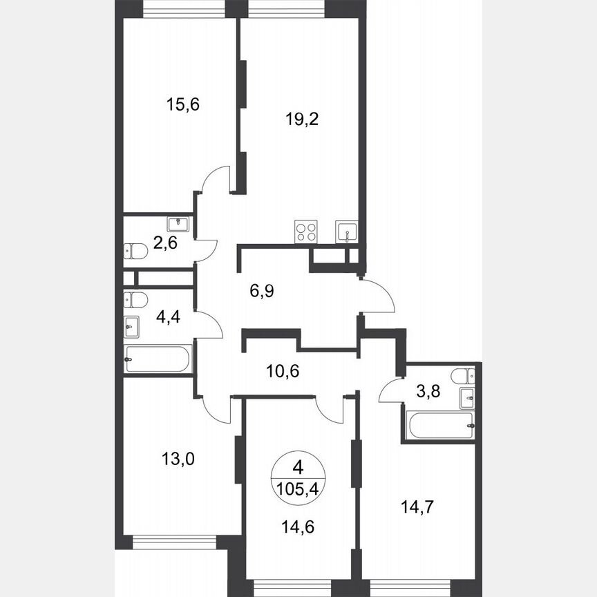 4-к. квартира, 105,4 м², 13/17 эт.