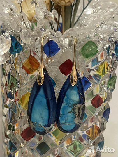 Серьги с натуральным кварцем