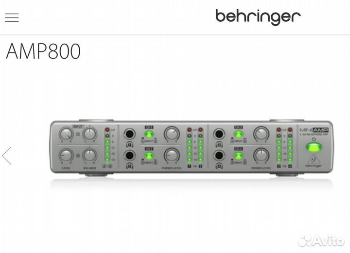 Behringer AMP800 V2 микшер для наушников