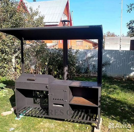 Мангал с печью под казан
