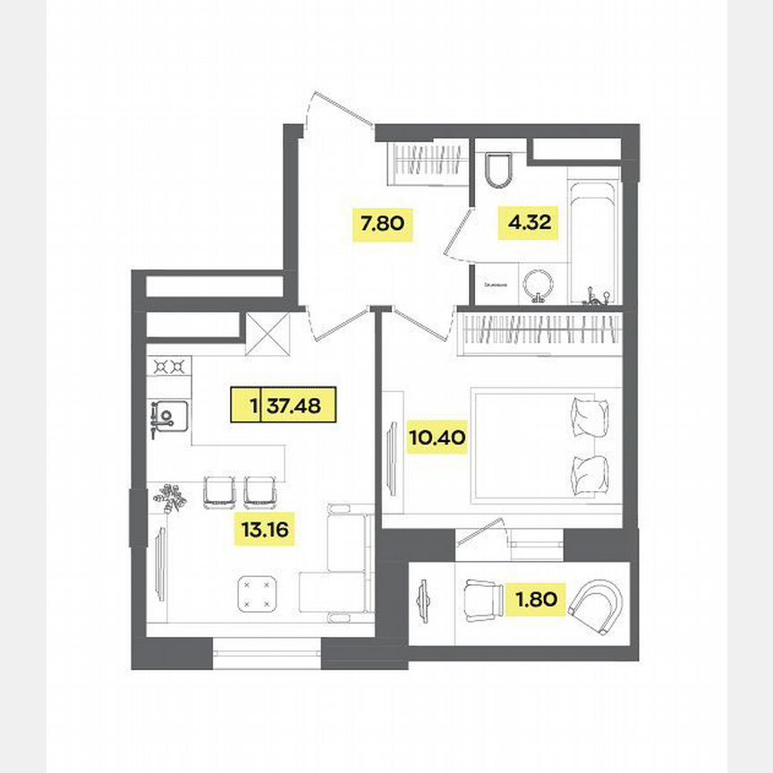 1-к. квартира, 37,5 м², 5/9 эт.