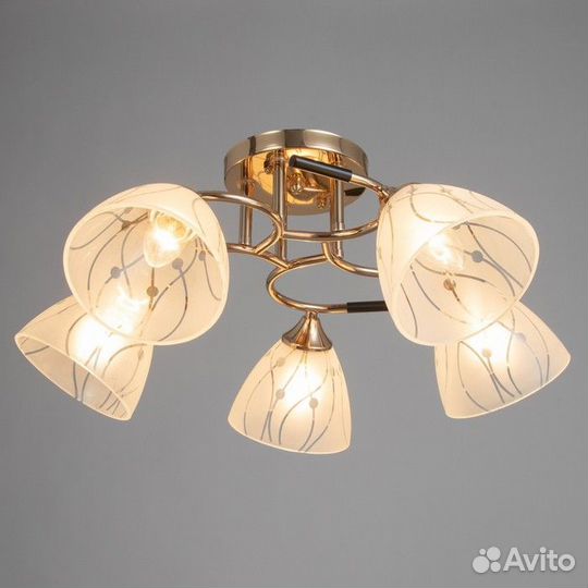 Люстра 'Луиза' 5х60Вт Е27 золото 55х55х24см