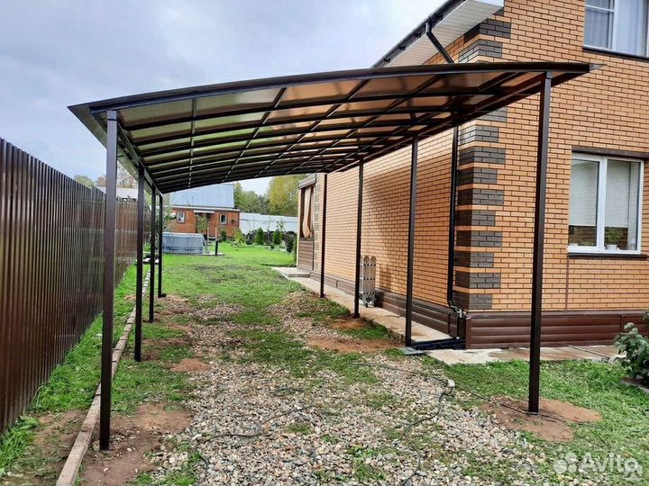 Навесы и козырьки поликарбонат / металл/ мягкая