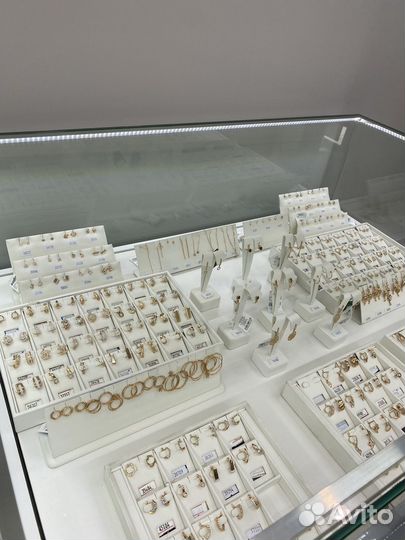 Золотые серьги конго с подвеской Гучи 585 пробы