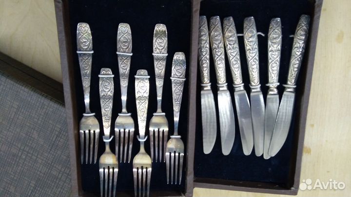Набор вилки и ножи. Мельхиор. СССР