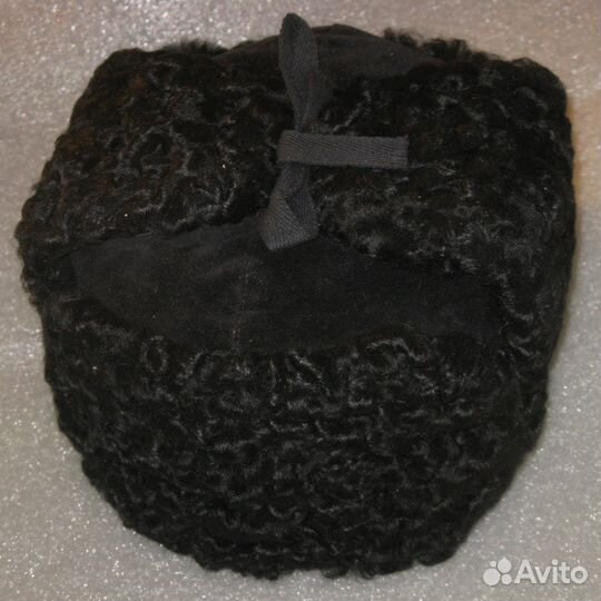 Шапка ушанка каракуль черный р55 верх замша