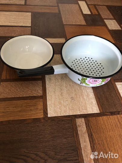 Эмалированная посуда СССР бу (кастрюли, миски)