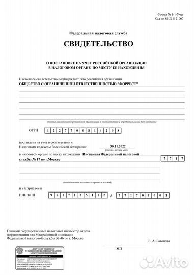 Ооо без оборотов осно ноябрь 2022 г