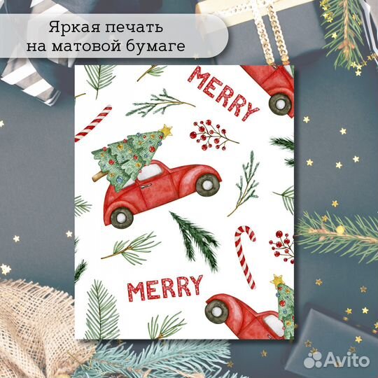 Новогодний набор из 12 мини открыток бирок С Новым