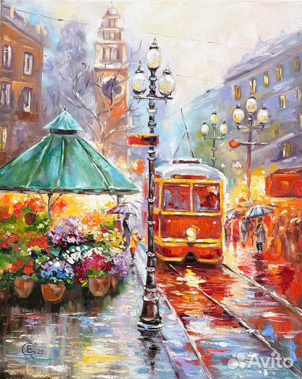 Картина Франция Картина городской пейзаж маслом