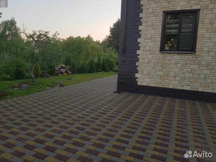 Укладка тротуарной плитки, брусчатки.газон